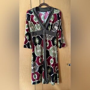 Enfocus Studio Y2K Artsy, Abstract Print Lycra Midi Dress EUC